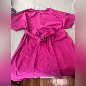 Eloquii Vibrant Pink Strechy Casual Plus Size Dress
